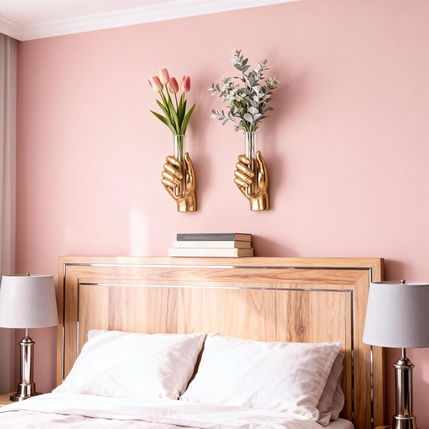 Gold Hand Wall Sculpture with Vase – Unique Resin Art, Wall-Mounted Flower Vase, Modern Decor for Living Room, Office, Apartments, Stylish Home, Elegant Interior, Contemporary Decoration (Gold)