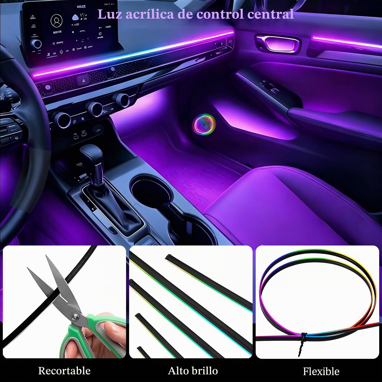 Tira Luces LED Coche Interior,22 en 1 Kits de iluminación Ambiental del Coches,Control de App LED Coche Interior,Iluminación Interior del Coche con Sincronización Musical