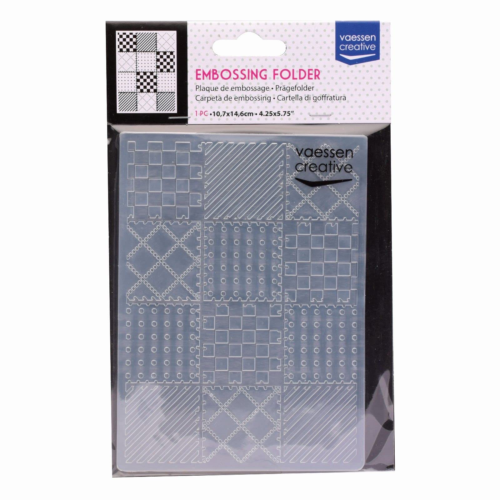 Vaessen Creative Embossing Folder, Quilt Blocks, 14,6 x 10,7 cm, for Adding Texture and Dimension to Papercraft Projects, Scrapbooking, Photo Albums, Envelopes and Cards Like Birthday Cards