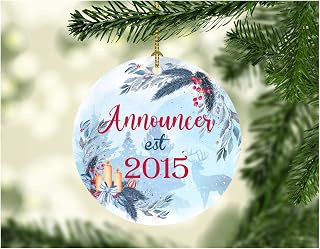 Gift for Announcer Est 2015 Christmas Ornaments with Job Name New Announcer Ornament Tree Xmas Home Decor Decoration Party Holiday Rustic Gift for Family Best Friend Keepsake 3" Flat Circle
