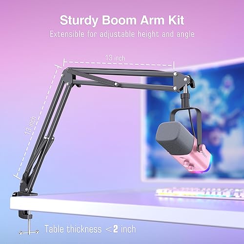 Miniatura 9 de FIFINE XLR Gaming Microphone USB, PC Dynamic Microphone Kit for Vocal, Recording, Podcast, Streaming RGB Mic with Headphone Jack, Mute Button, Boom