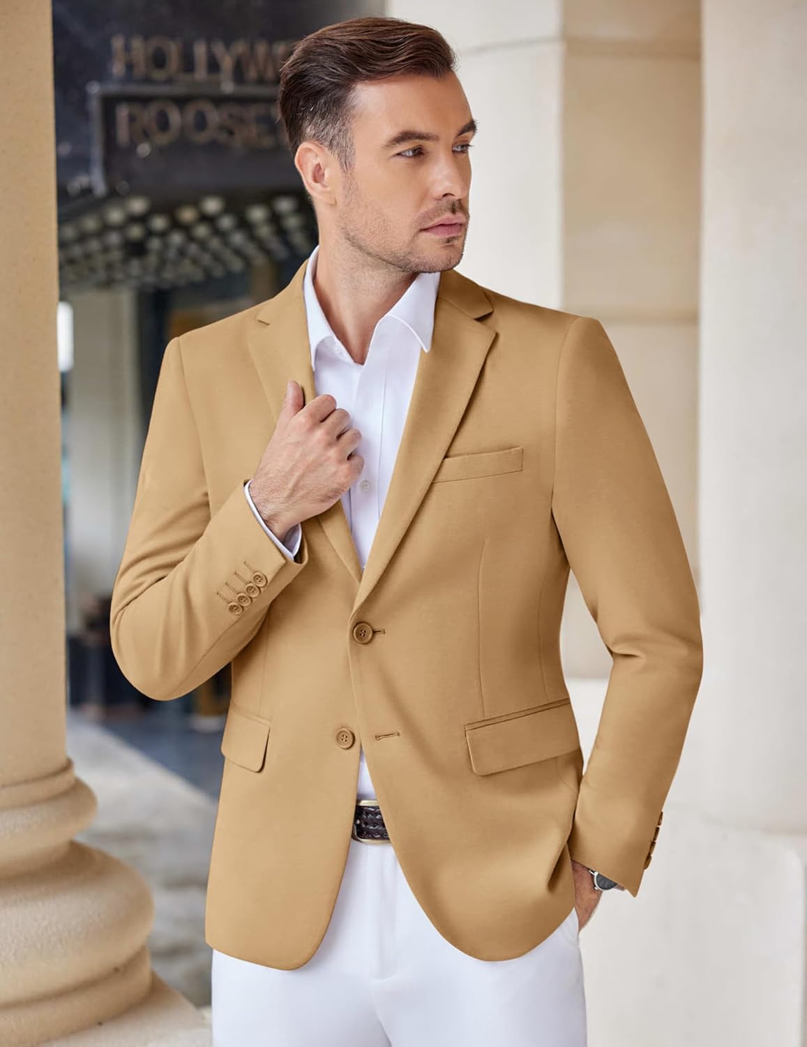 COOFANDY Men's Casual Knit Blazer Stretch Slim Fit Sport Coat Two Button Lightweight Suit Jackets - Image 7