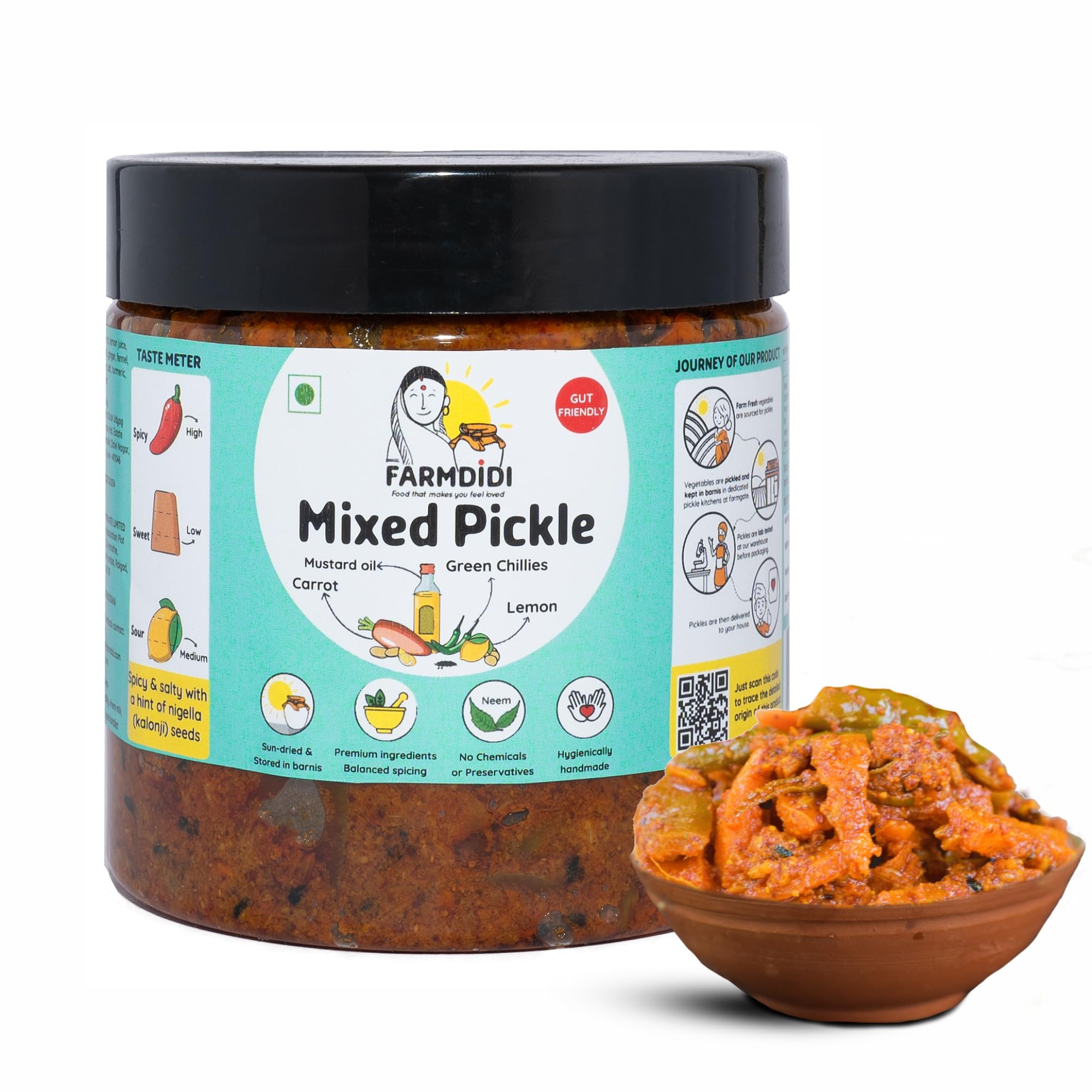 FarmDidi | Mixed Pickle 325G |Carrot, Lemon & Chilli | No Preservatives | Low-Oil | Tangy & Salty |Organically Processed | Traditional Recipe (B0C7N4S6TH) Amazon Price History, Amazon Price Tracker