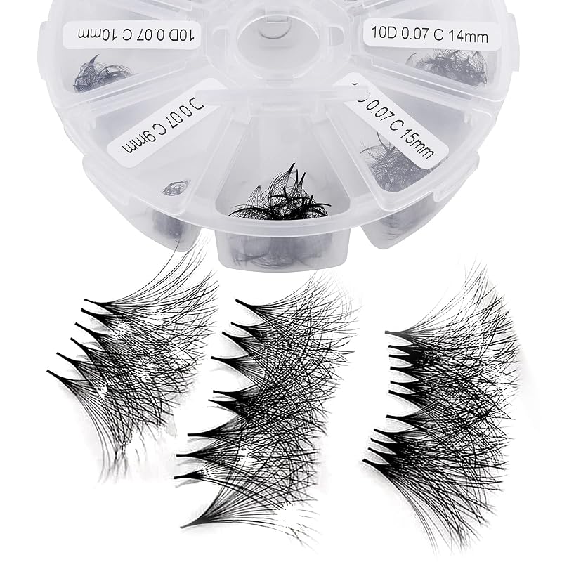 WENDY LASHES Cílios Postiços em Leques Prontos 10D, 500 unidades, Curvatura D, 9–16 mm