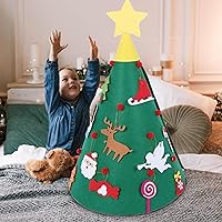 Vista 3 de Árbol de Navidad de fieltro con tira de luces Árbol de fieltro iluminado para niños pequeños con accesorios, juguetes de fieltro de pre-jardín