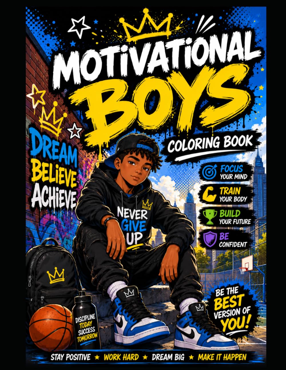 BUILT FOR GREATNESS Motivational Coloring & Activity Book for Boys