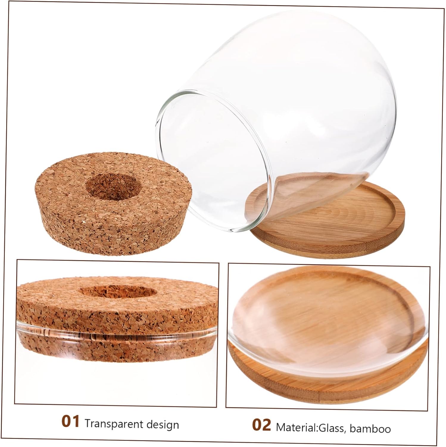 Happyyami 4 Sets Hydroponic Glass Vase Terrarium House Glass Planter Terrarium DIY Cork Bottle Coral Jar Aquarium Glass Terrarium Cork Bottle Terrarium Vase Hydroponics Bamboo Do It Yourself