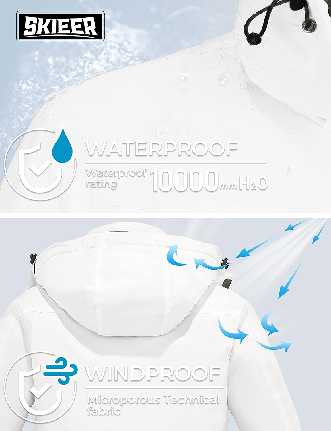 Skieer Men's Waterproof Ski Jacket Winter Snow Coat Windproof Snowboarding Jackets Warm Raincoat - Image 6