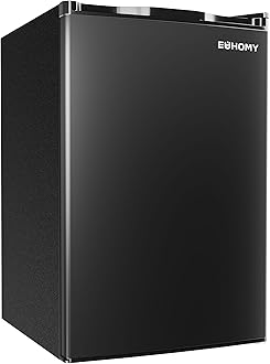 EUHOMY 4.4 Cu.Ft Fridge with Freezer, Single Door Compact Refrigerator, Adjustable Thermostat, Mini Refrigerator Energy Saving, Mini fridge for Bedroom, Dorm, Office, Black