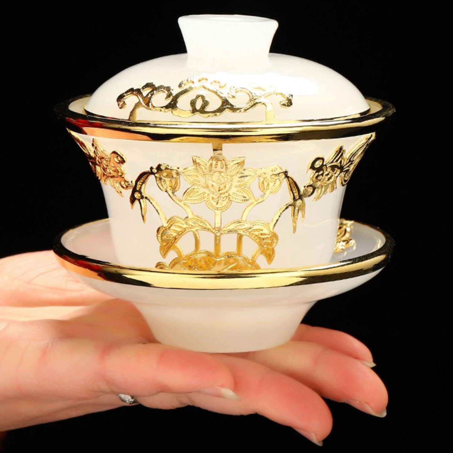 Amazon.co.jp: 日本茶セット ティーセット 金象嵌翡翠ティーセット