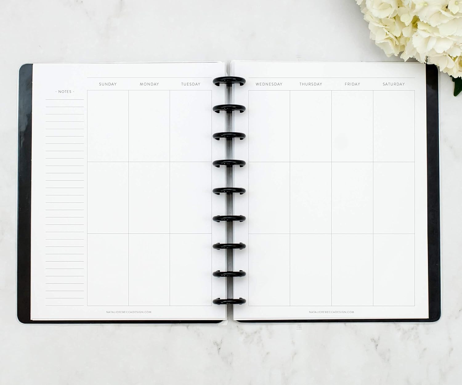 BetterNote Vertical Undated Calendar Refill Pages for Discbound Notebooks like Happy Planner, Levenger Circa, Staples Arc, TUL, InkWell Press, Talia (Classic- 6 Months, 9-Disc, 7"x9.25")