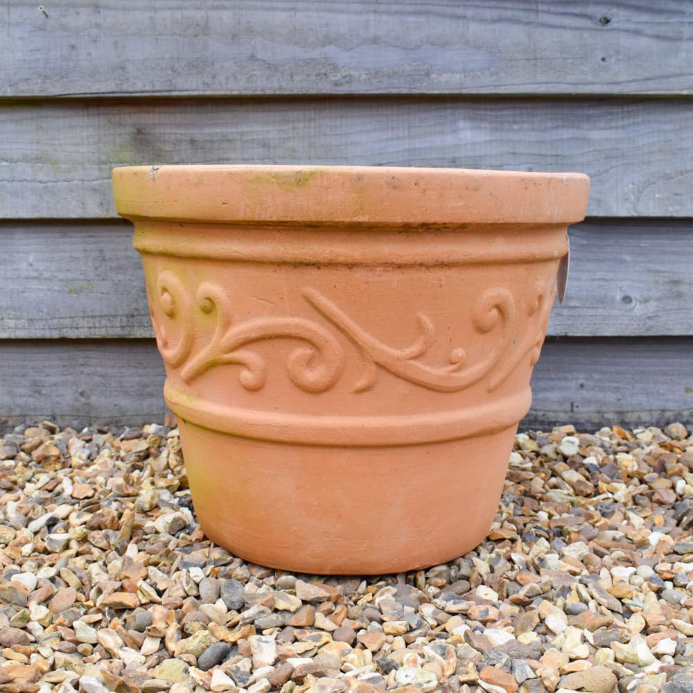 Bedwen 'Mondo Swirl' Terracotta Plant Pot – 40cm Frost Proof Outdoor Pot for Garden & Patio