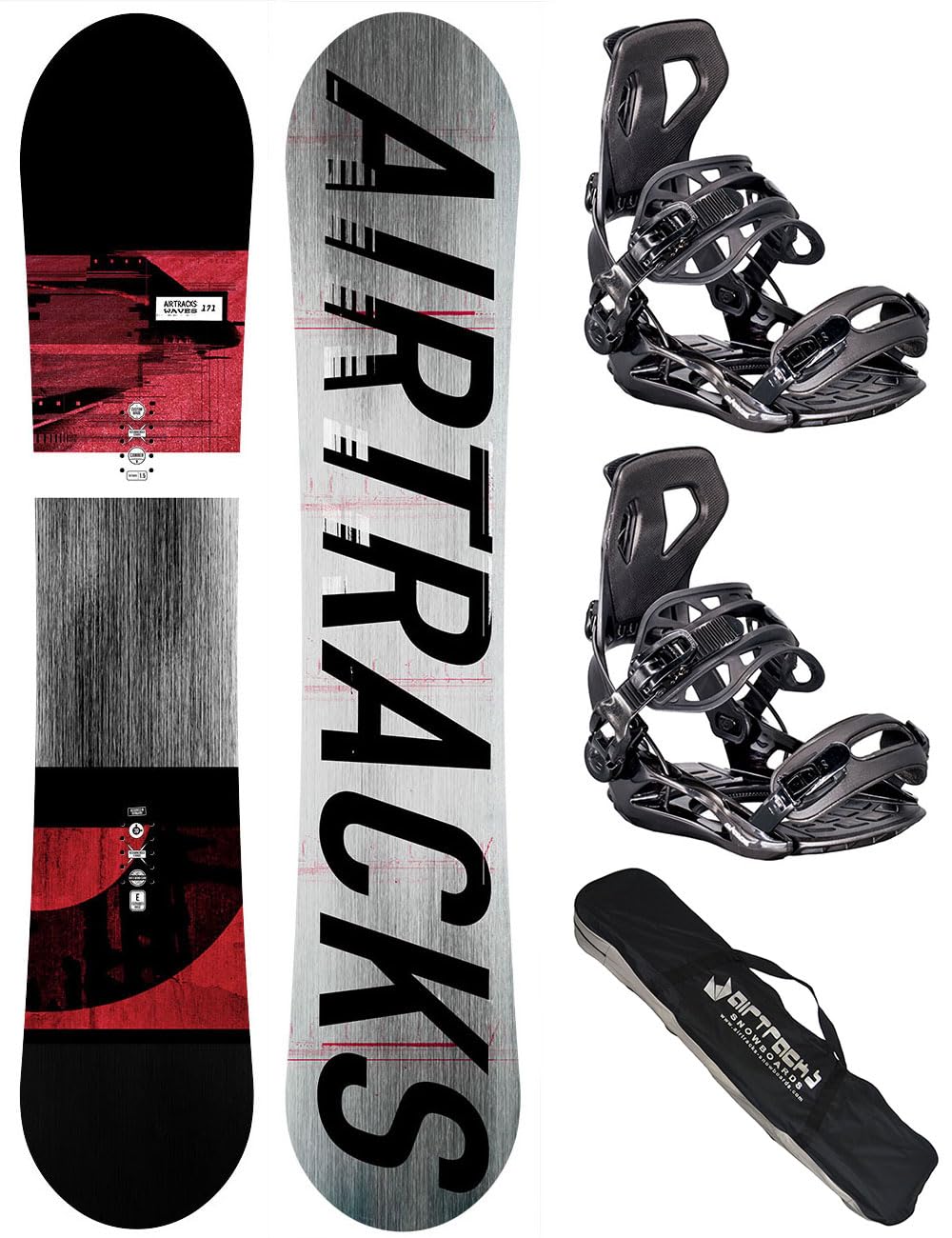 AIRTRACKS Snowboard Set Tabla Waves Extra Wide Hombre+Fijaciones Star o Master+SB Bolsa Nuevo 155 159 161 165 168 171 cm