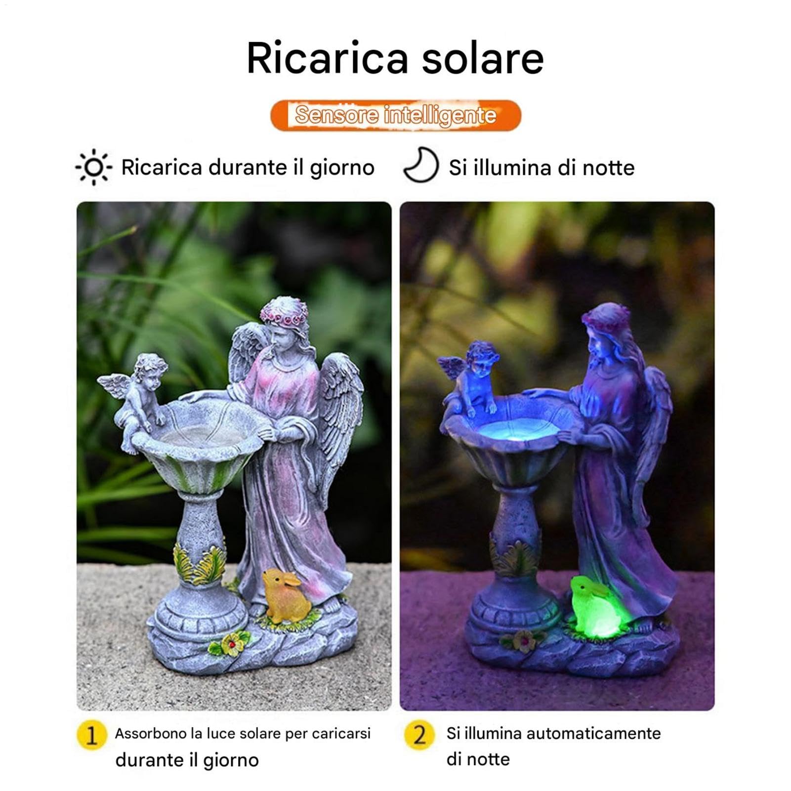 S?oneczne pos?gi ogrodowe, S?oneczna statua wró?ki | Anio? Statua Ornament ?wiat?a, 29,5 cm / 11,61 cala Basen Rze?ba Wró?ki, Zewn?trzna ozdoba patio, trawnik, ogród