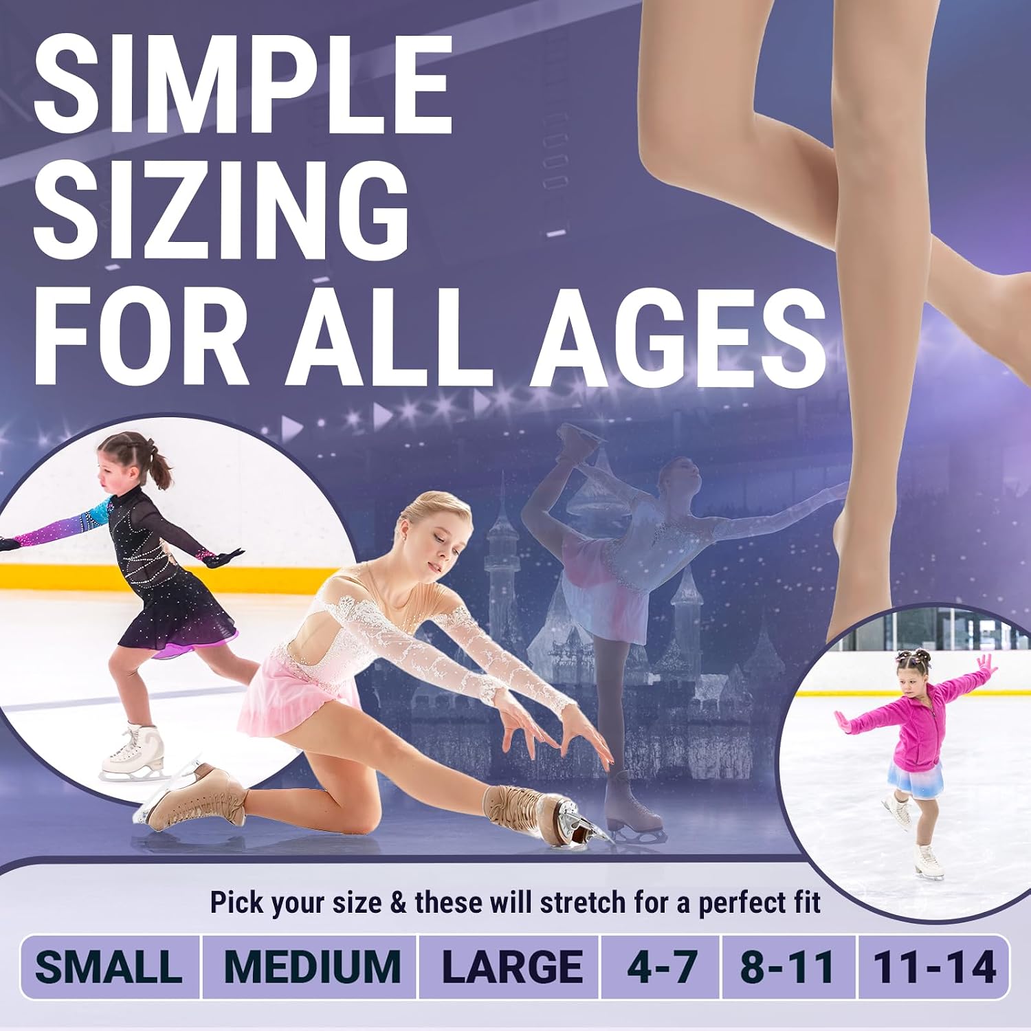 Kami-So Footed Ice Skating Tights | Figure Skating Tights For Women | Plush Fabric Stretch Fit | Practice Competition Wear
