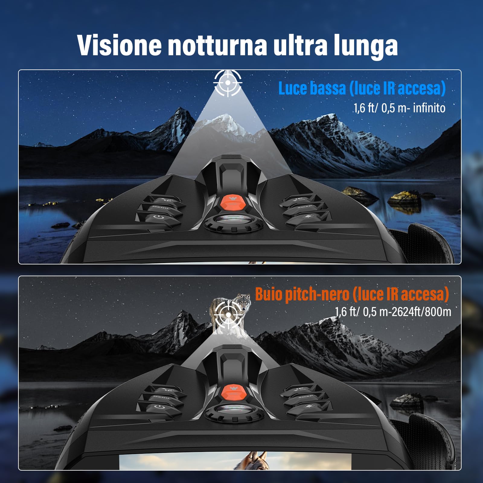 Visore Notturno, Display HD Da 4" Binocolo Visione Notturna 4K, Zoom Digitale 10X Visione Notturna 800M, 5000mAh Binocolo Visore Notturno a Infrarossi Da 5 W Per Il Campeggio, Caccia