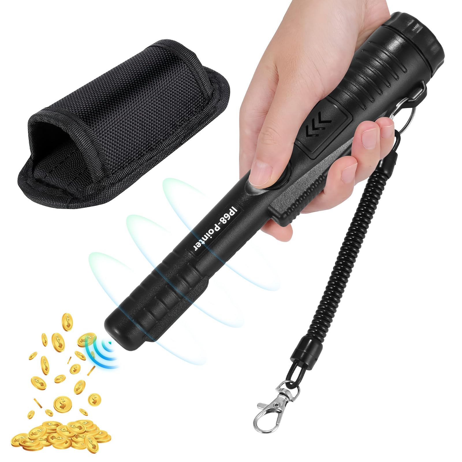 Pinpointer Metal Detector, Metal Detector Professionale Pinpointer a 360°,Metal Detector Portatile Puntatore Metal Impermeabile IP68, 3 Modalità,Metal Detector Portatile per Bambini e Adulti