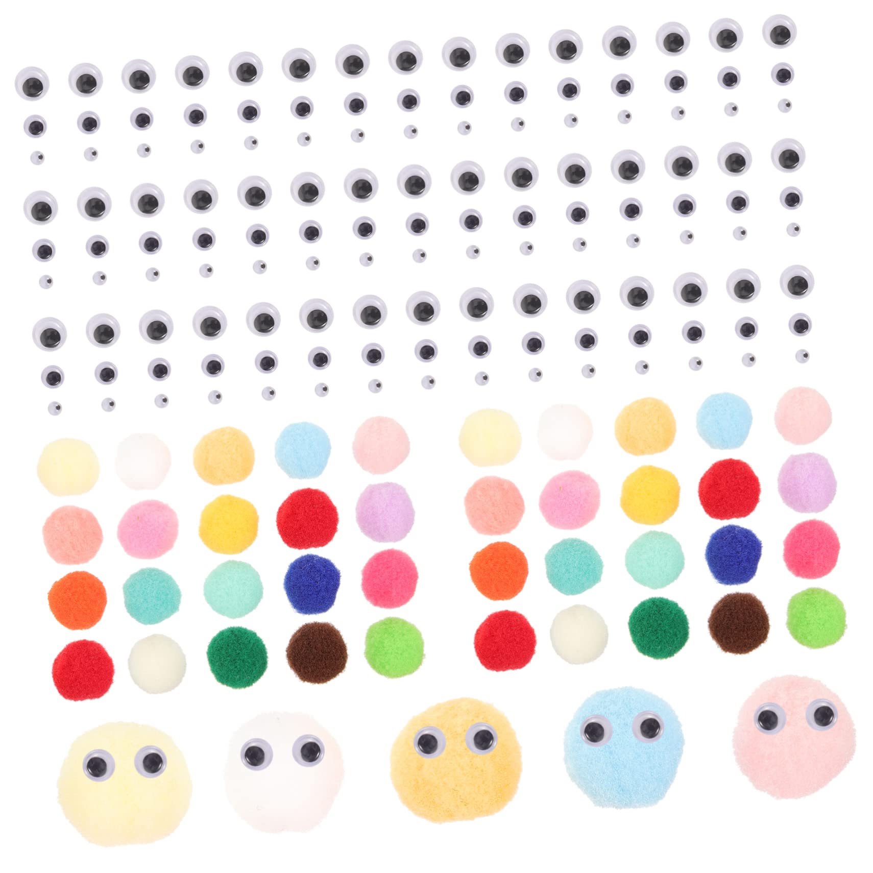 SHINEOFI 5sätze Pompon-bälle Mit Augen Für -bastelprojekte Bunte Flauschige Bälle Für Kreative Dekorationen Kunst Und Handwerk Bastelset Für Junge Mädchen Und Erwachsene