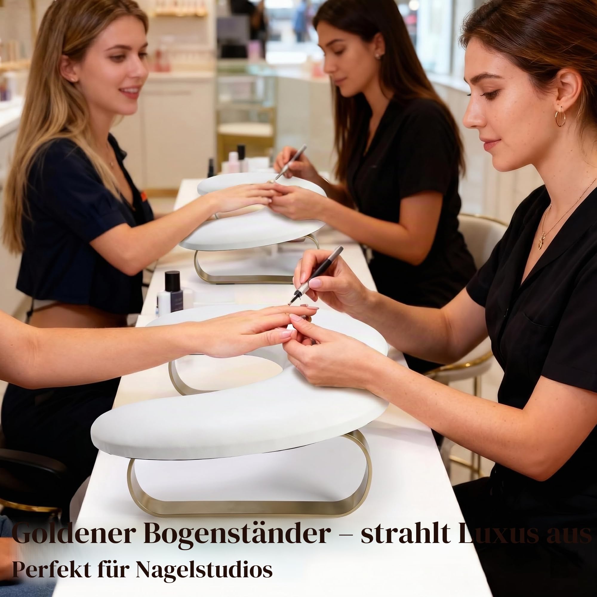 C-Förmig Handauflage Nagelstudio: Goldener Bogen Wrist Rest - 45°Schräge Unterstützung Handablage Nagelstudio - Weicher und Elastischer Schwamm Handgelenkauflage für Handauflage Nägel