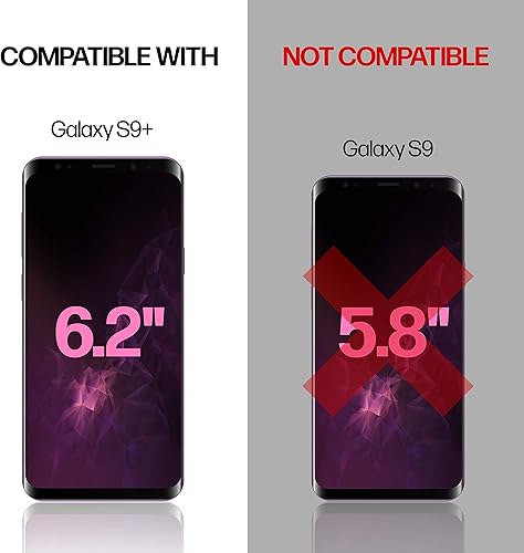 Miniatura 2 de Power Theory Protector de pantalla diseñado para Samsung Galaxy S9 PLUS (no de vidrio), kit de fácil instalación, compatible con fundas, cubierta