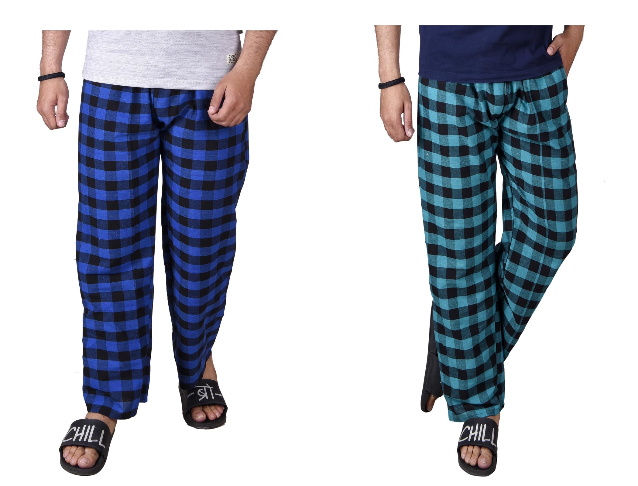 fusfus Men's Cotton Check Pyjama, Pack of 2 (FS418)-picture-24