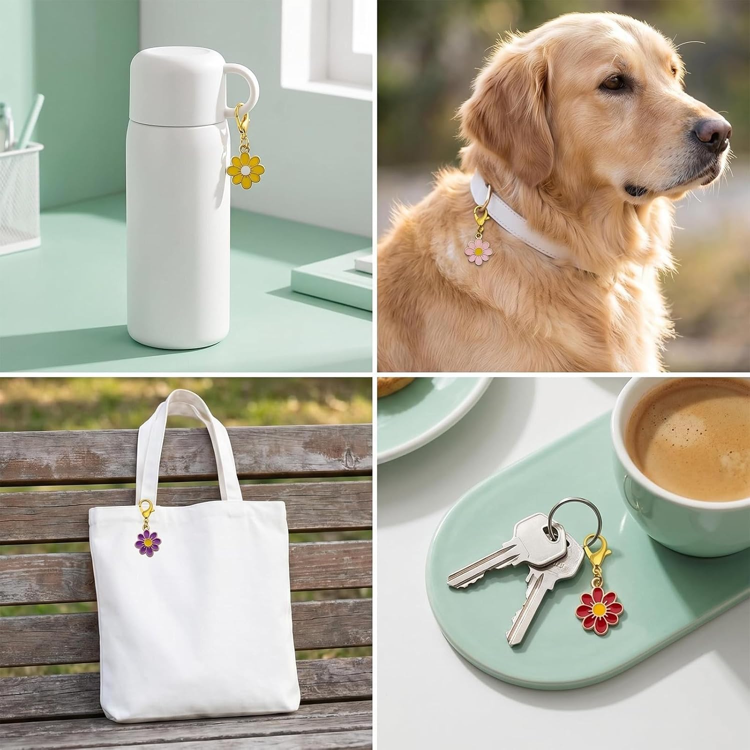 25 Pcs Daisy Keychain Enamel Flower Pendant, First Day of School Gift from Teacher, Backpack Purse Water Bottle Pet Collar Decor, Student Keychains Party Favors for Birthday Graduation Wedding image 4