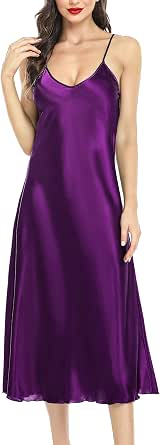 Lovasy Women Satin Nightgown Sexy Long Lingerie Dress S-XXL