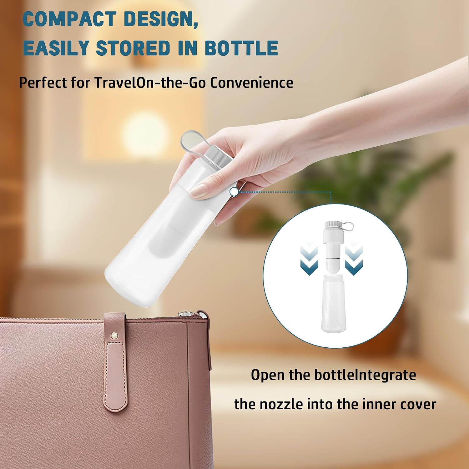 Portable Bidet for Travel – USB-C Rechargeable Handheld Sprayer 350ML, IPX7 Waterproof, 2 Modes, High Pressure Electric Bidet for Women & Men, Compatible with Water Bottles (2N-WCT6-SVTC)