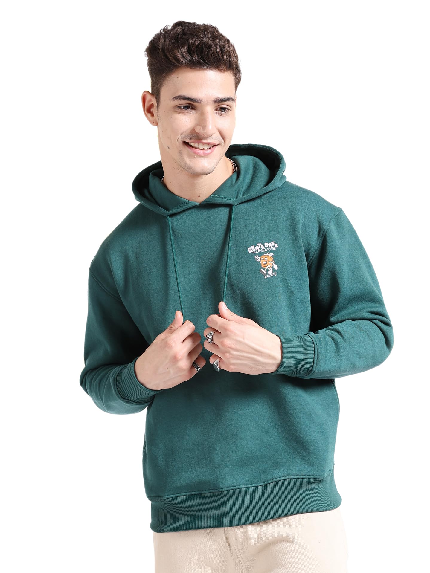 the indian garage co Men Oversized Placement Print Overhead Hooded Sweatshirt-picture-23