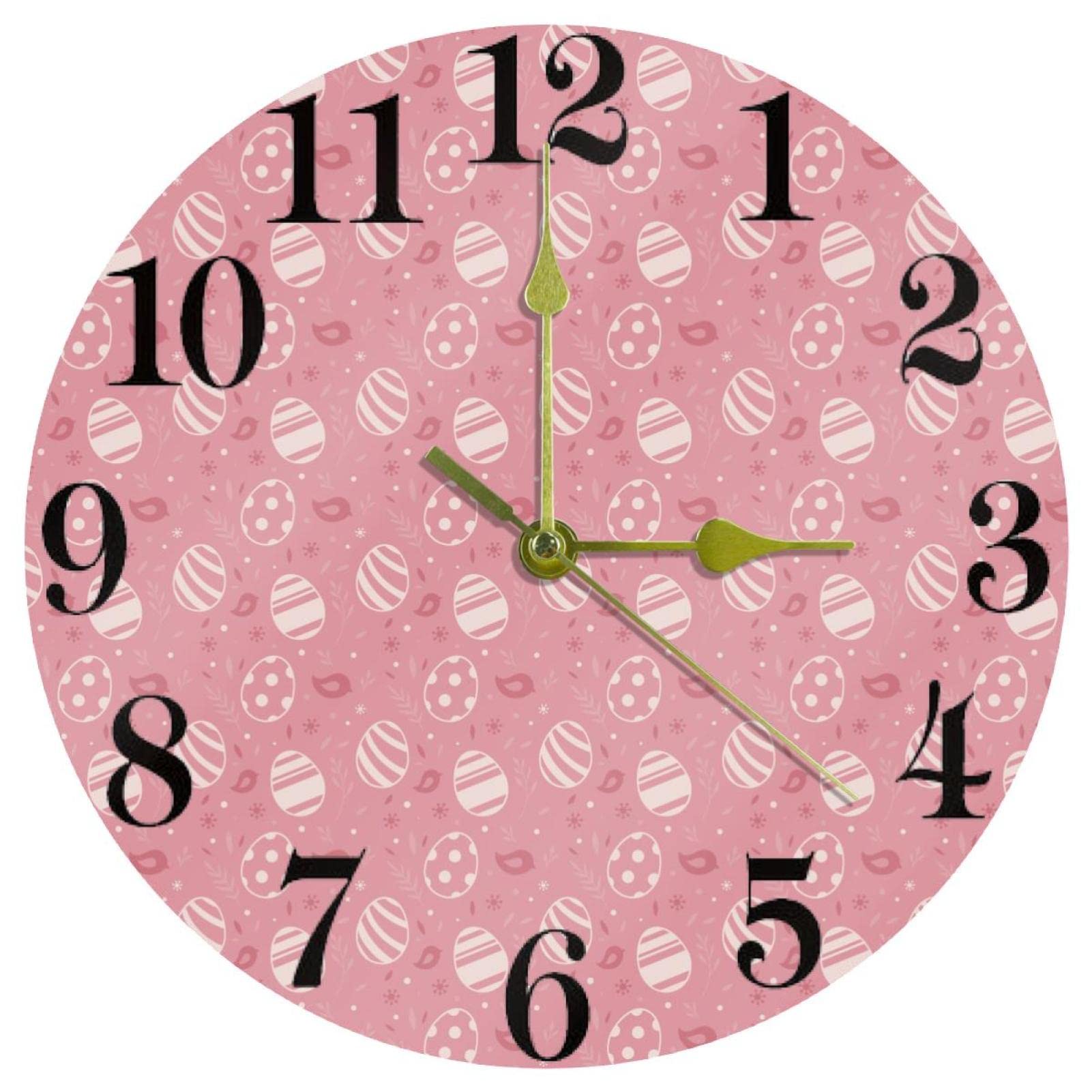 Horloge murale silencieuse sans tic-tac à pile 25cm motif œuf de Pâques pour maison
