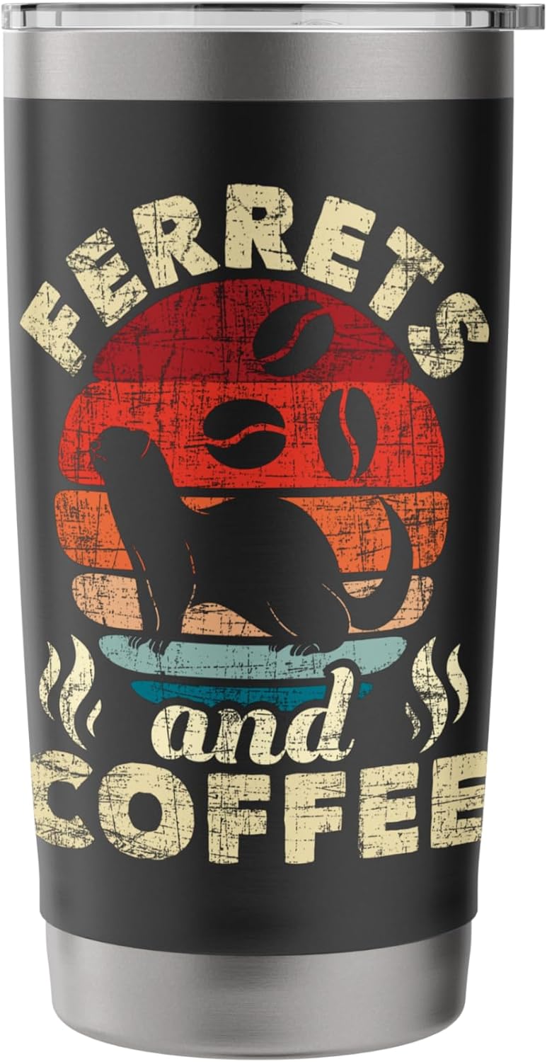Ferrets And Coffee - Ferret Owner Animal Lover Stainless Steel Insulated Tumbler - Image 3