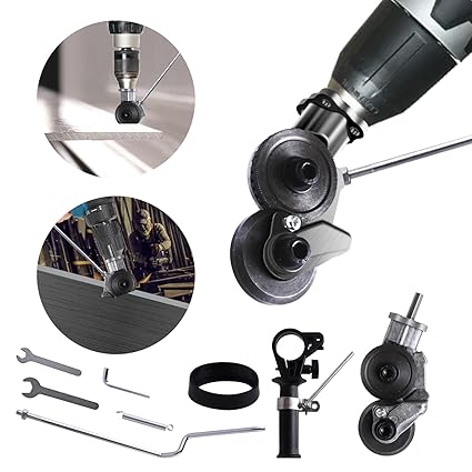 Electric Drill Plate Cutter Sheet Metal Cutter - Aohcae Electric Drill Shears Attachment Cutter Nibbler Double Headed Drill Plate Cutter Attachment for Cutting Metal Plates Hard Materials