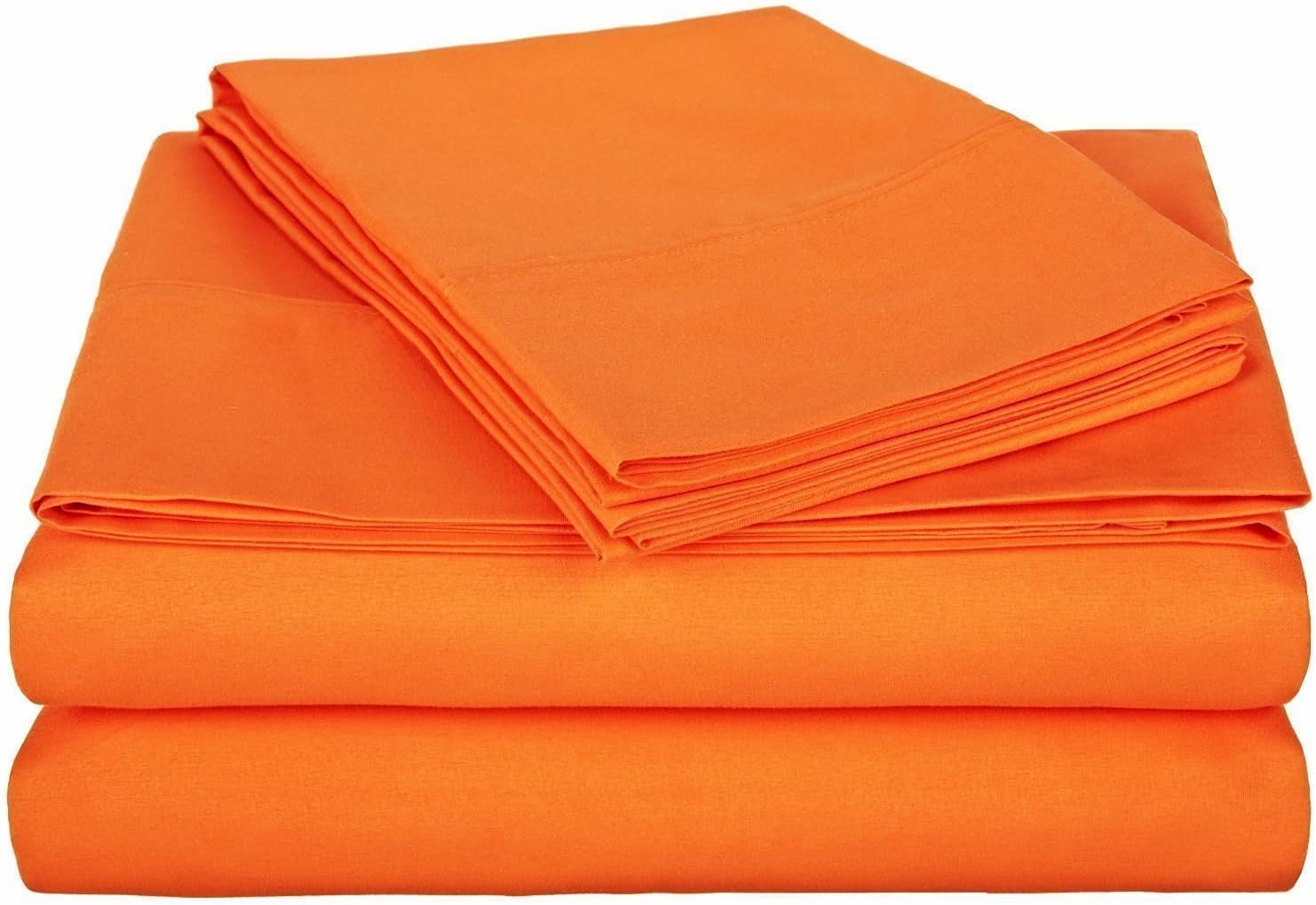LaxLinen 500 Thread Count 100% Egyptian Cotton 4PC Bed Sheet Set 30" Inch Extra Deep Pocket Emperor, Orange Solid