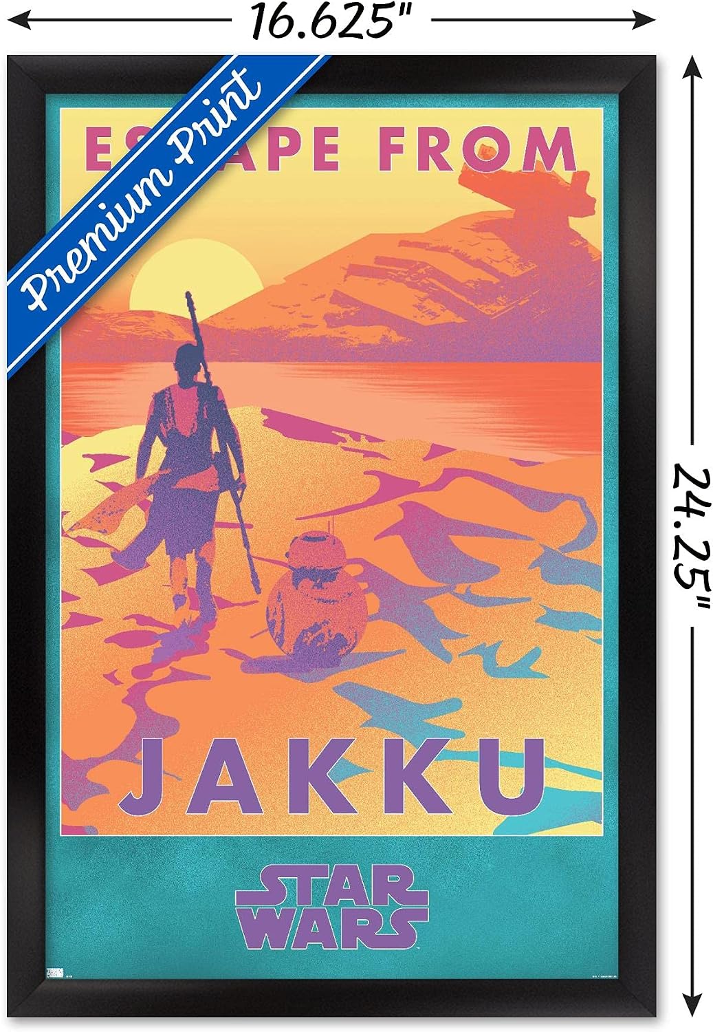 Trends International Star Wars: Jakku - Escape from Jakku Wall Poster, 22.4L x 14.7W, Black Framed Version
