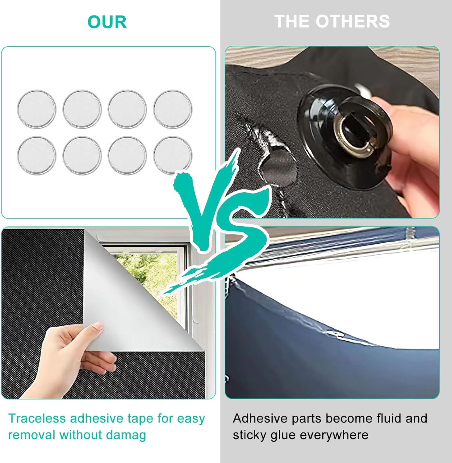 Tissu Occultant Pour Fenêtre,145X400 Cm,Rideau Occultant Sans Perçage,Protection Solaire,Film