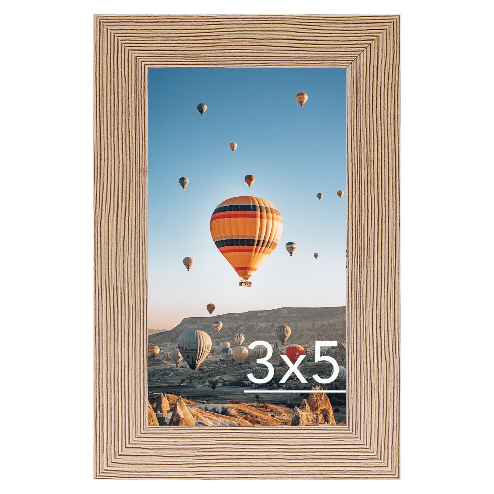 JCJMY 3x5 Picture Frame for Tabletop, 3 x 5 Photo Frame with Shatter Resistant Plexiglass, Sturdy 3 by 5 Poster Frame, Rustic Brown