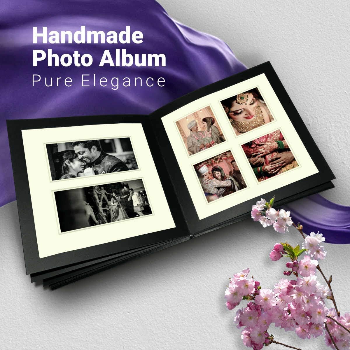Elegant Handmade Photo Album – 12x12 Inches, Black – Customizable, Ideal for Photos and Memories