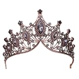 Evil Queen Costume Women Crown, Queen of The Damned Tiara - Vofler Black Swan Witch Vampire Ursula Tiara Halloween Gothic Hair Accessories Headpiece for Bride Princess Girl Quinceanera Homecoming