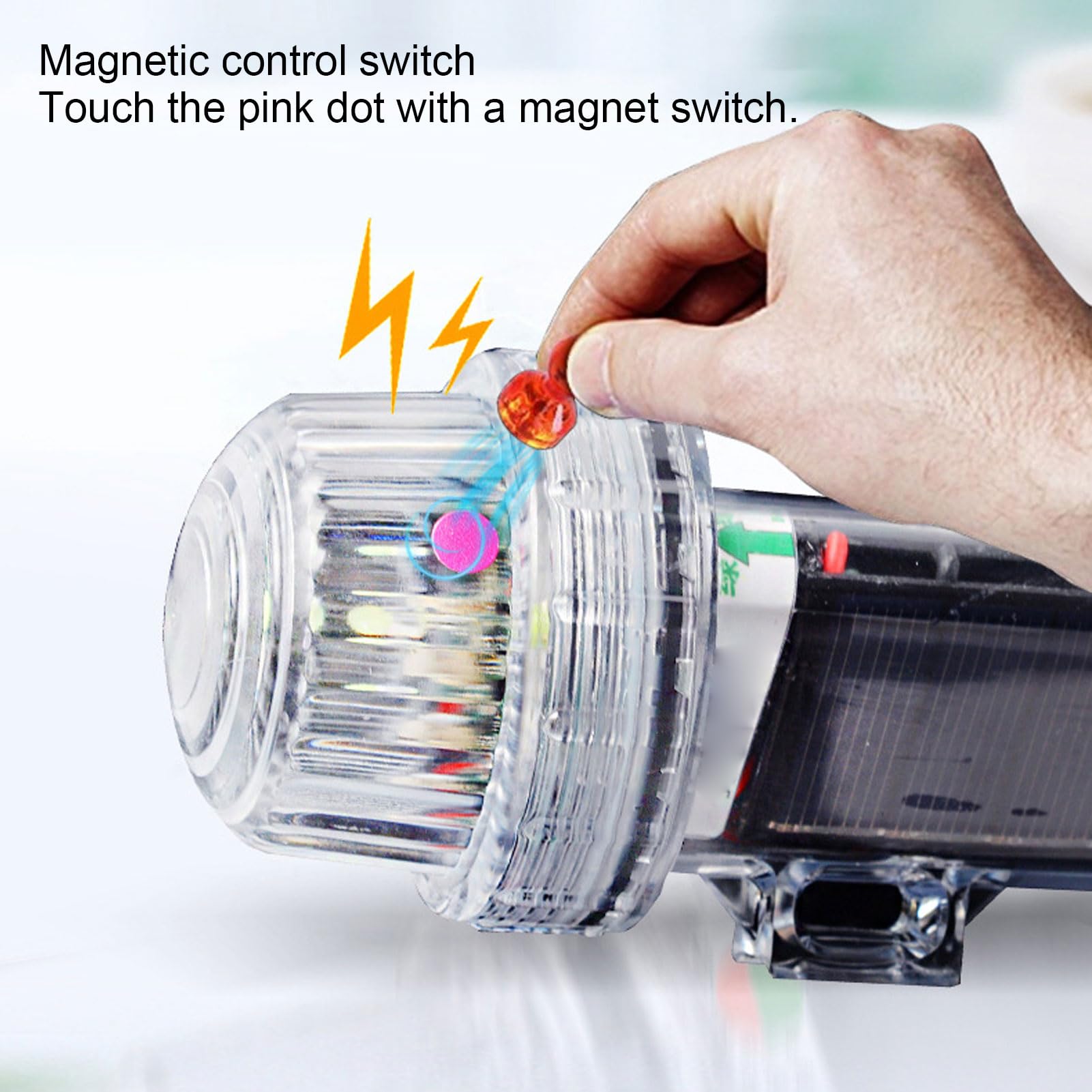 Pomya Solar Light, Fully Sealed Light Control Solar Warning Light for Nighttime Fishing Boat (Red Light)