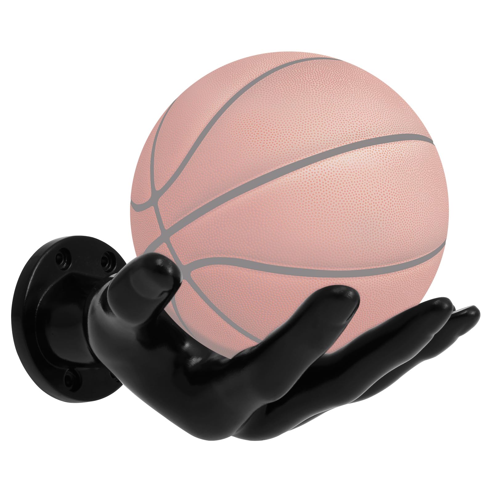 Sutowe Portaballoni a forma di mano, decorazione per la casa, salvaspazio, montaggio a parete, per pallacanestro, scultura a mano, supporto nero per pallacanestro, calcio, calcio (confezione da 1