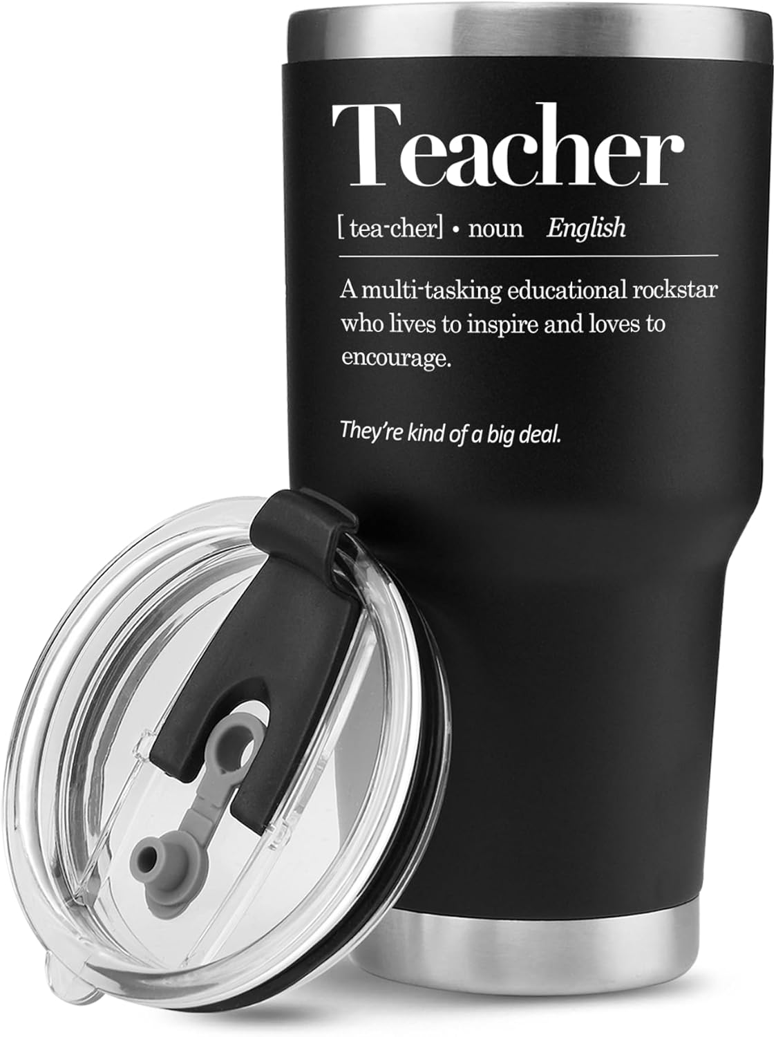 Teacher Definition Vacuum Insulated Tumbler Teacher Gifts Appreciation Gifts from Students End of the Year Gift to Teacher's Day Professor Stainless Steel Removable Lid Travel Mug (Black, 30 Ounces)