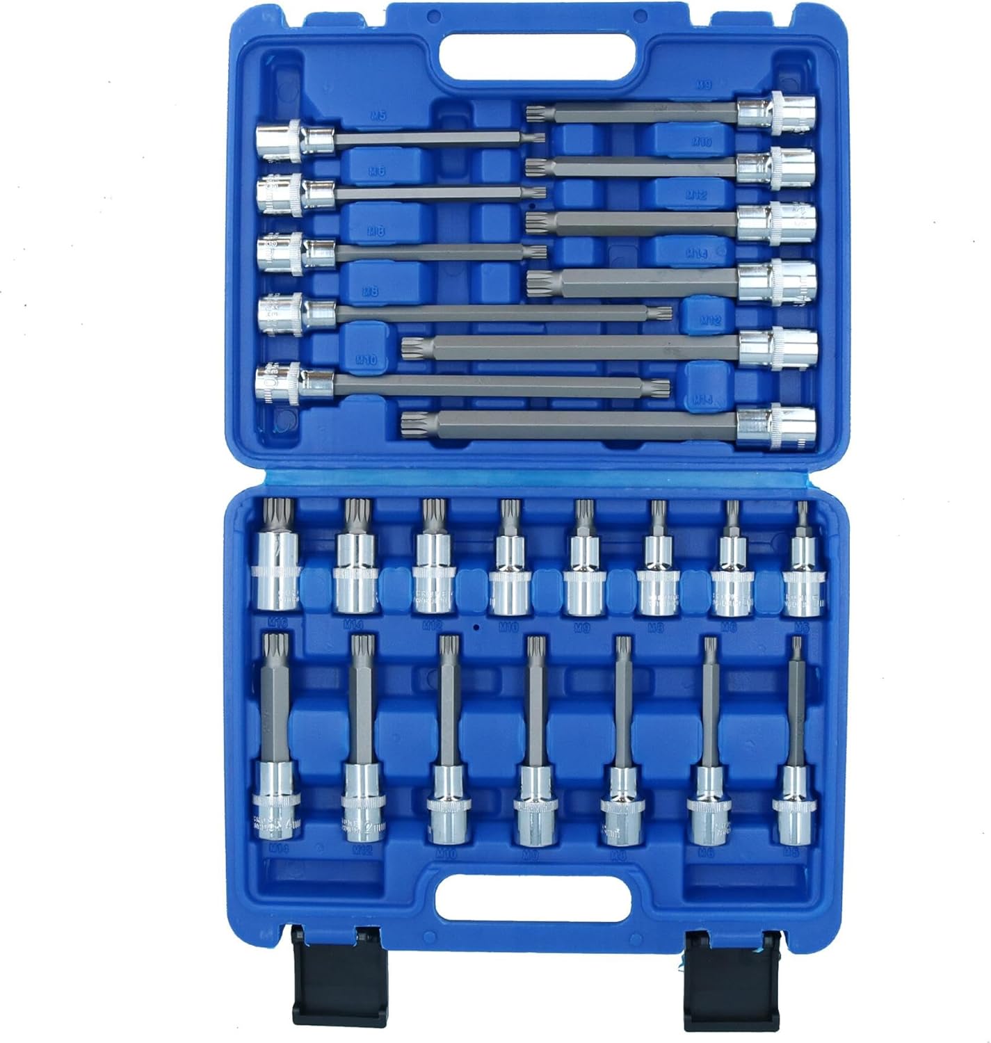 Spline sockets male bit set 1/2" drive shallow and deep M5-M16 BERGEN AT088