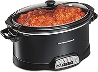 Hamilton Beach 7-Quart Programmable Slow Cooker with Lid Latch Strap, Portable, Dishwasher Safe Crock - Family Size, 15 Settings (33474G)