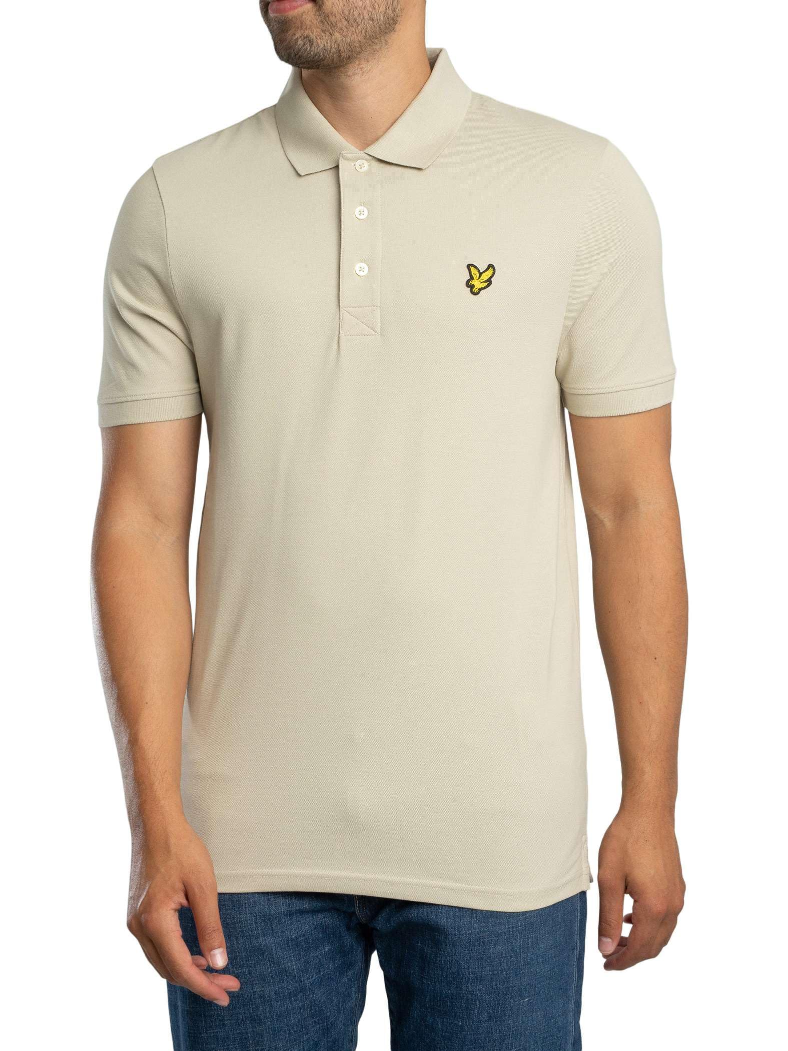 Lyle & Scott Men's Grey Taupe Logo Plain Polo Shirt, Xl