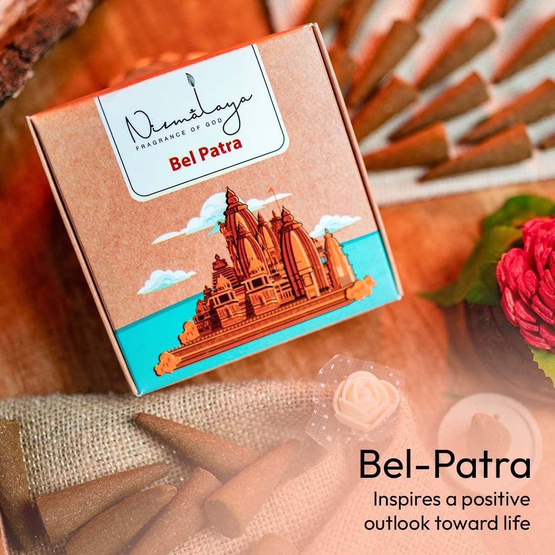 Nirmalaya 100% Natural Bel-Patra Incense Cones - 40 Dhoop Cones
