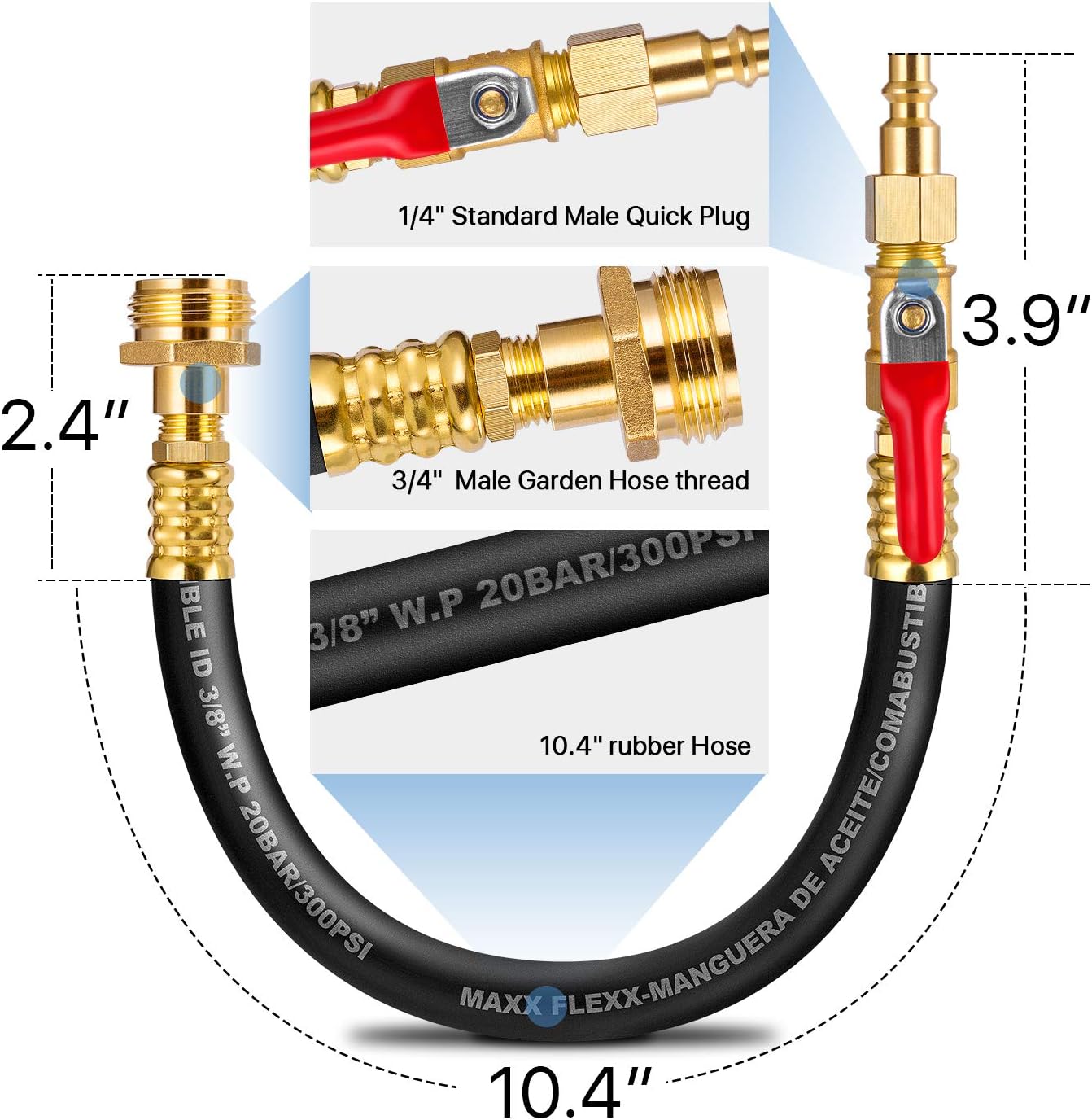 Dual Purpose RV Winterizing Kit with Air Adjusting Valve, 17Inch Hose Blow Out Fitting Adaptor 3/4" Male&Female GHT Quick Connect Blowout Plug for Winterizing RV, Camper, Travel Trailer, Garden Hose