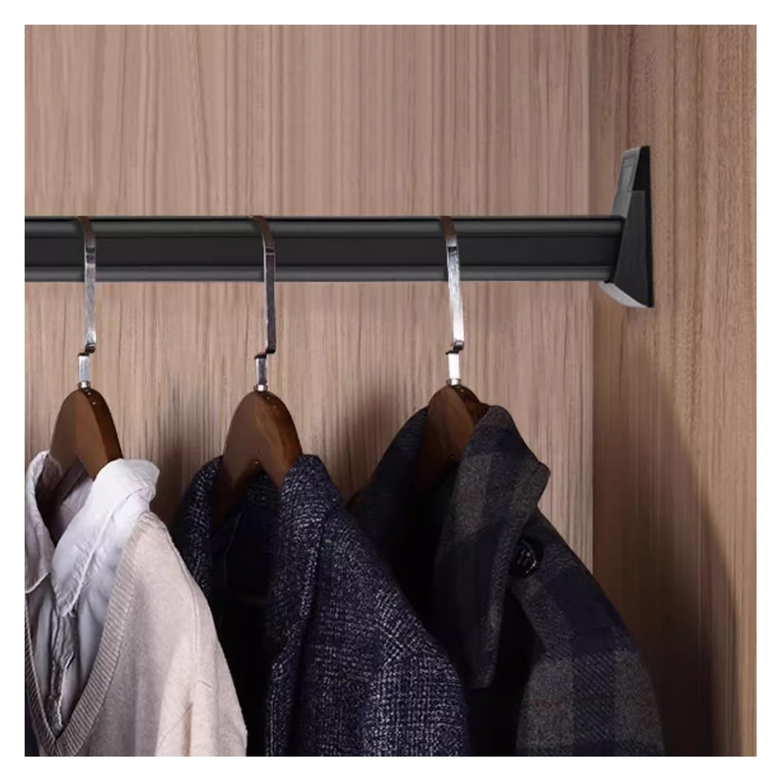 Drążek na ubrania, wytrzymały drążek na ubrania z aluminium do zawieszenia ubrań, 96,5 cm na ubrania z 2 kołnierzami, trwały drążek na ubrania do spania
