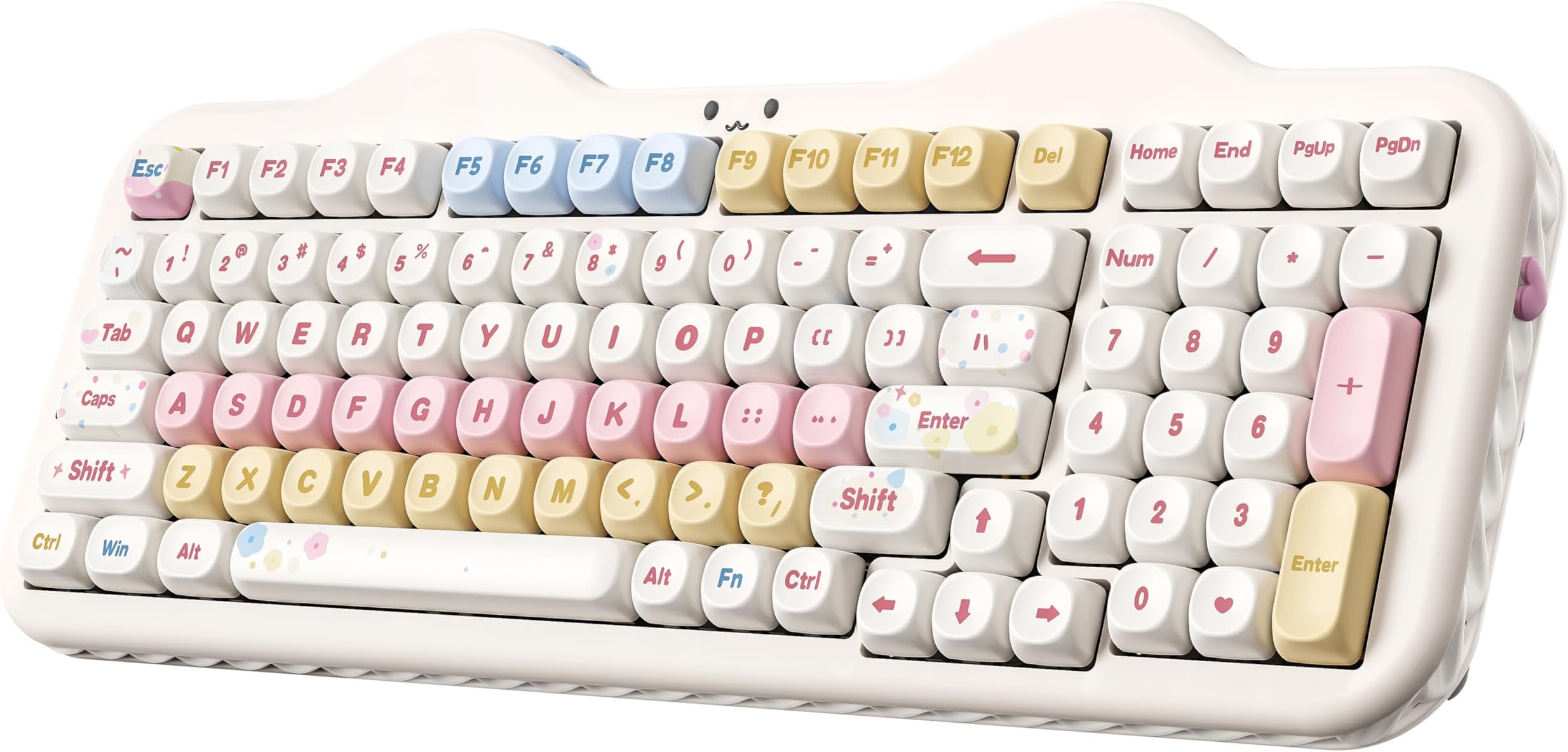 C98 Wireless Mechanical Keyboard with Number Pad,99 Key BT5.0/2.4G/USB-C Hot Swap Gasket Mount with PBT MOA Keycaps,Custom RGB,Cute Cake Keyboard for Win/Mac (Beige, Milk V2 Linear Switch)
