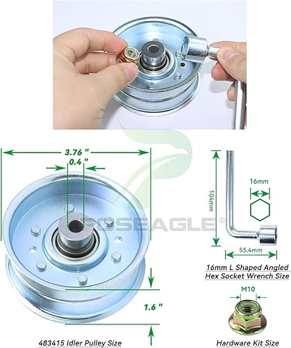 Miniatura 3 de 483415 La polea tensora reemplaza Scag 483415, Scag 486045 para Scag SCZ61RD, SCZ61V, SCZ72V, SCZII61V, STC48V, STC52V, STWC48V, STWC52V, STWC61V,