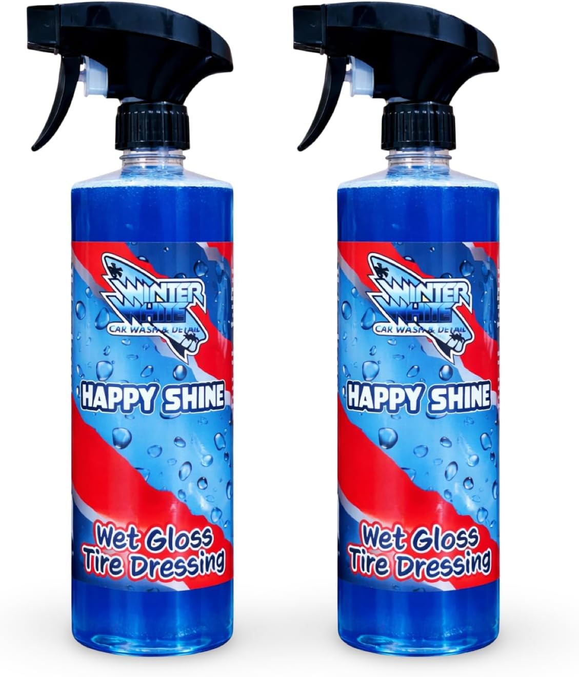 Winter White Happy Shine Wet Gloss Tire Shine – Professional High Gloss Tire Dressing – Long Lasting Waterproof No Sling Formula – Deep Black Tire Protectant for Rubber Trim Vinyl – 16 oz – 2 pk